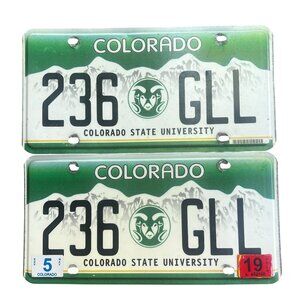 Colorado State University Colorado License Plate 2019
